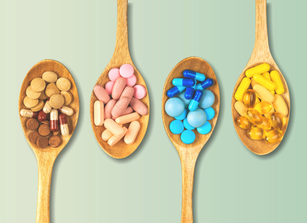 Nutritional supplements in wooden spoons